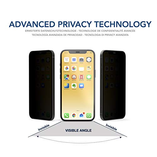 VistaProtect - Filtro de Privacidad Premium, Protector de Pantalla de Vidrio, Película Protectora para Apple iPhone 12 Pro Max