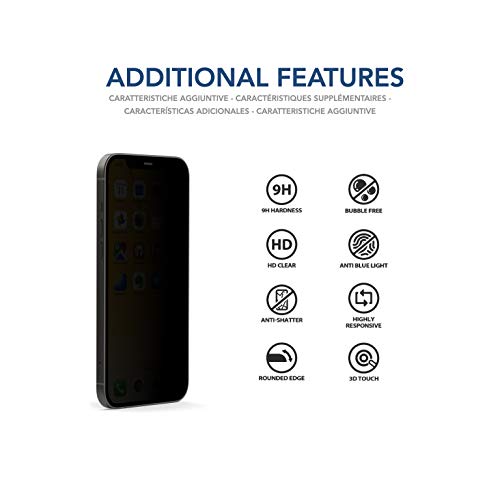 VistaProtect - Filtro de Privacidad Premium, Protector de Pantalla de Vidrio, Película Protectora para Apple iPhone 12 Pro Max