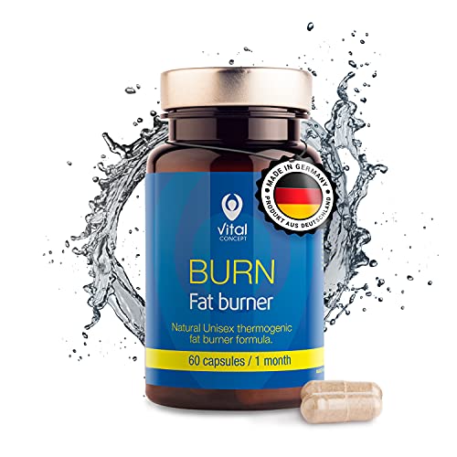 Vital Concept BURN - Sudoración efectiva y pérdida de peso mientras se practica deporte. Natural termogénico fórmula quemador de grasa + Guaraná. Suplemento Para Adelgazar. 60 cápsulas, 30 días.