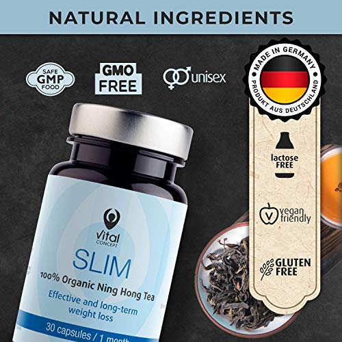 Vital Concept Slim - Extracto De Té Ning Hong | Para Una Pérdida De Peso Saludable y Mantener Una Figura Delgada | Para Quema Rápida De Grasa y La Pérdida De Grasa Del Vientre | 30 Capsulas, 30 Dias De Suministro