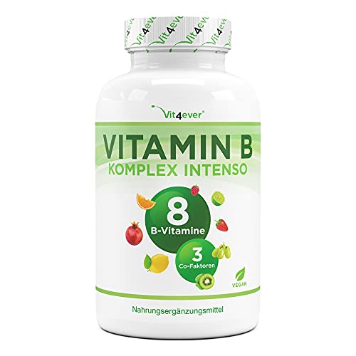 Vitamin B Complex Intenso - 180 cápsulas (6 meses) - Premium: Con formas bioactivas de vitamina B + cofactores - Dosis hasta 10 veces mayor que otros complejos vitamínicos B - Vegano