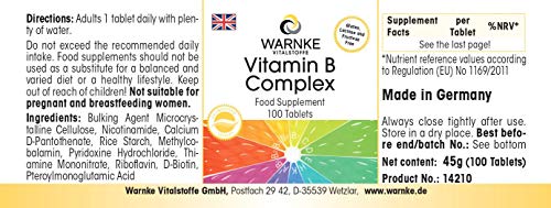 Vitamina B Complex – Vegetariano – Con todas las Vitaminas B esenciales – 100 cápsulas