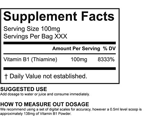 Vitamina B1 Tiamina Hcl Polvo REDWELLS Sin Aditivos Vegano - 100g Paquete
