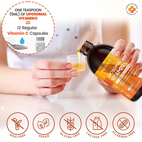 Vitamina C Liposomal 1000mg Líquida 250ml Vegana - Con Vitamina D Ácido Ascórbico y Acerola, Vitamina C Pura de Alta Concentración y Absorción Contribuye a la Reducción del Cansancio y la Fatiga