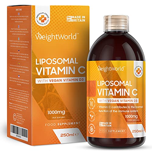 Vitamina C Liposomal 1000mg Líquida 250ml Vegana - Con Vitamina D Ácido Ascórbico y Acerola, Vitamina C Pura de Alta Concentración y Absorción Contribuye a la Reducción del Cansancio y la Fatiga