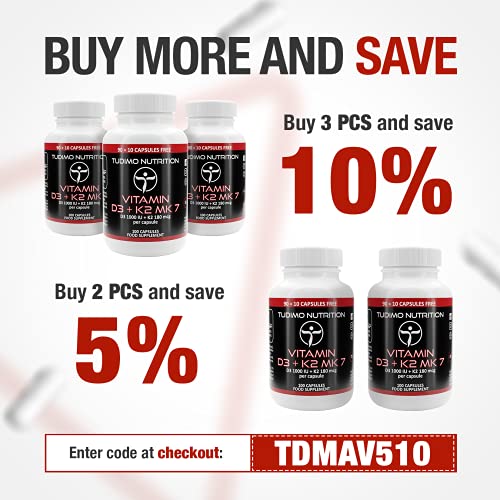 Vitamina D3 y K2 MK7 Capsulas 1000 UI / 180 mcg – 100 Cápsulas (3+ Meses de Provisión) de Desintegración Rápida con Vit K 2 MK 7 Menaquinona & Vit D Colecalciferol Polvo (D3+K2 Supplement Capsules)