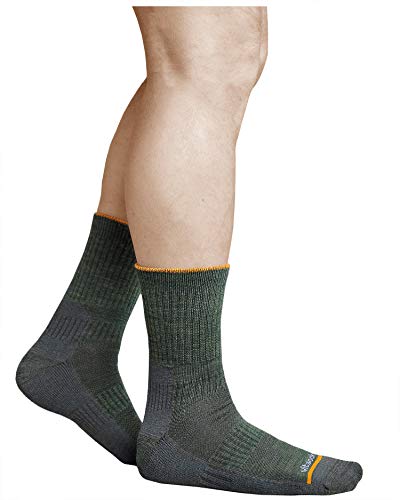 vitsocks Calcetines Senderismo Lana MERINO Trekking Anti-ampollas Hombre Calientes Acolchados, 2x pack: verde gris, 43-46