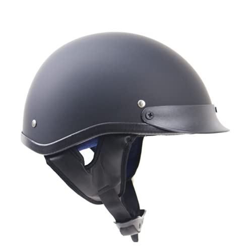 Viviance Motocicleta Estilo Alemán Media Cara Casco Motocross Negro Mate M/L/XL - L