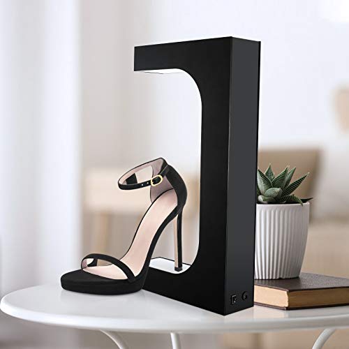 Vogvigo - Soporte flotante para zapatillas, soporte de levitación magnética, soporte para almacenamiento de levitación magnética LED para tienda, sala de estar, dormitorio, color negro