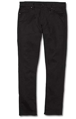 Volcom 2x4 Denim P Pantalón de Mezclilla con Corte Pitillo, Hombre, Negro (Black On Black), 26/30