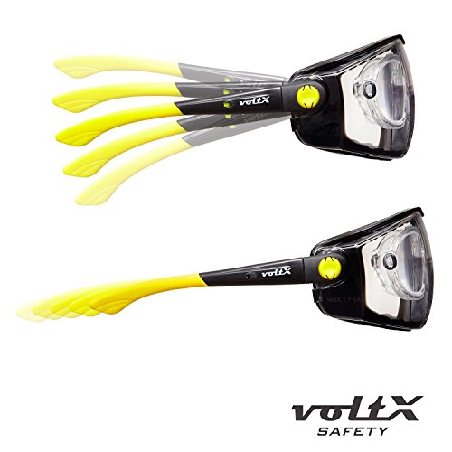 voltX 'Quad' 4 in 1 (Transparente dioptría +1.5) Lectura Segura Gafas de Lectura de Seguridad con Lentes de Aumento Completos - con inserción de Espuma y Diadema - certificación CE EN166f