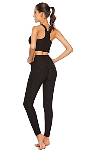 Voqeen Pantalones de Adelgazantes Mujer Leggins Reductores Adelgazantes Leggings de Yoga Tie-Dye Anticeluliticos Cintura Alta Mallas Fitness Push Up para Deporte Mallas (B - Negro, S)