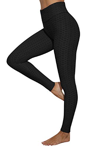 Voqeen Pantalones de Adelgazantes Mujer Leggins Reductores Adelgazantes Leggings de Yoga Tie-Dye Anticeluliticos Cintura Alta Mallas Fitness Push Up para Deporte Mallas (B - Negro, S)