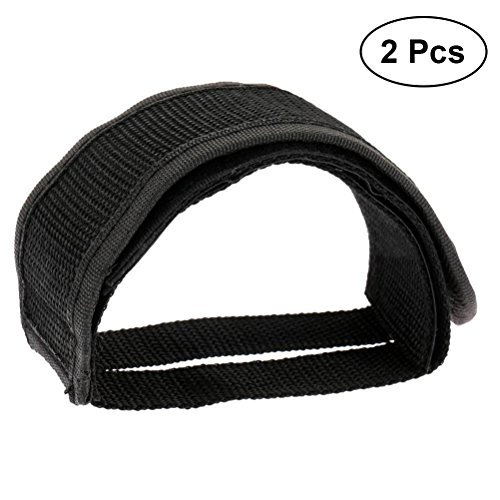 VORCOOL Vélo Pédales Strap Ceinture Vélo Fixed Gear Vélo Lot DE 2 Pieds de Pédale avec Bretelles de Colle Pédale Toe Clip Ceinture Strap Lot DE 2 (Noir)