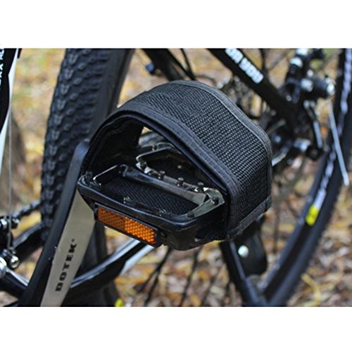 VORCOOL Vélo Pédales Strap Ceinture Vélo Fixed Gear Vélo Lot DE 2 Pieds de Pédale avec Bretelles de Colle Pédale Toe Clip Ceinture Strap Lot DE 2 (Noir)