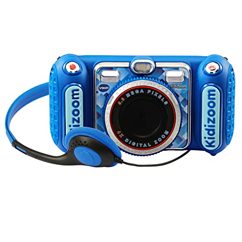 VTech - Kidizoom DUO DX, cámara de fotos para niños, vídeos, filtros, reproductor de música, juegos, USB, control parental, versión ESP, color azul (3480-520022)