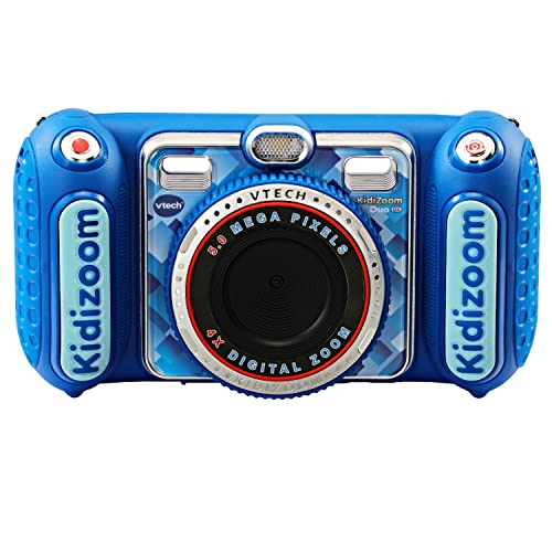 VTech - Kidizoom DUO DX, cámara de fotos para niños, vídeos, filtros, reproductor de música, juegos, USB, control parental, versión ESP, color azul (3480-520022)