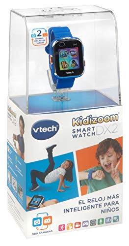 VTech - Kidizoom Smart Watch DX2, Reloj inteligente para niños, doble cámara de fotos, vídeos, juegos, color Azul, Versión ESP (80-193822)