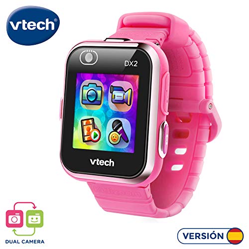 VTech - Kidizoom Smart Watch DX2, Reloj inteligente para niños, doble cámara de fotos, vídeos, juegos, color Rosa, Versión ESP (80-193857)