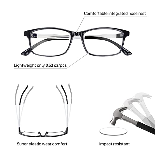 VVDQELLA Gafas Presbicia Hombre/Mujere Montura en TR90 Ultra Ligeras y Sólidas Filtro Luz Azul Contra UV Reading Glasses 2.5 para PC, Phone, TV, iPad