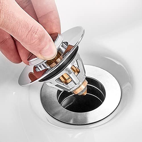 VVW&LIU N¨²Cleo de Rebote de Acero Inoxidable Filtro de Drenaje Tipo Empuje Lavabo Universal Receptor de Cabello Tipo Empuje Fregadero Ba?era Tap¨®n Trampa Accesorio, h