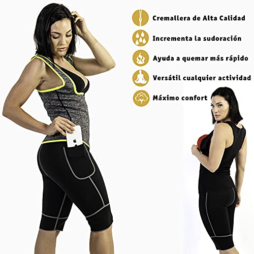 WABISABI DREAMS Pantalon Corto Sauna 100% Neopreno, Leggins Rodilla Reductores Adelgazantes Anticeluliticos Cintura Alta, Mallas Fitness Push Up consigue una Sudoración efectiva en Fitness Negro (M)