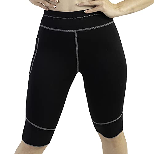 WABISABI DREAMS Pantalon Corto Sauna 100% Neopreno, Leggins Rodilla Reductores Adelgazantes Anticeluliticos Cintura Alta, Mallas Fitness Push Up consigue una Sudoración efectiva en Fitness Negro (M)