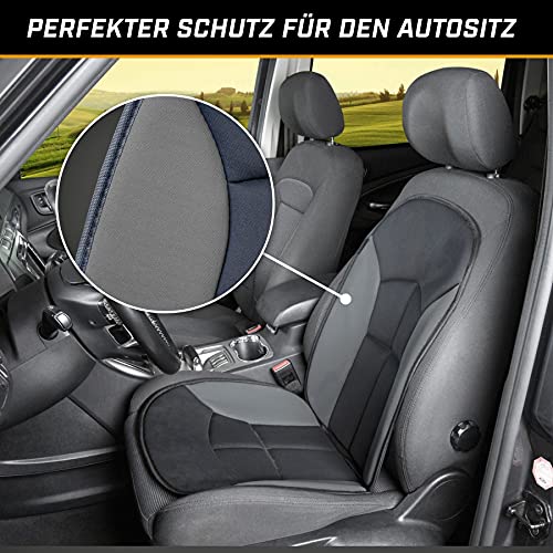 WALSER Cubierta del asiento del coche Novara La cubierta del asiento universal y la almohadilla projoectora en Negro gris protector de asiento para coche y camiones 13447