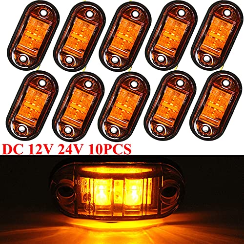 WangQianNan Luz de señal de Remolque 10 Piezas de 2 LED Solteanza Oval Trailer Light Car Truck Marker Light Light 1 2V 24V LED Piezas de Camiones Luz de Alerta