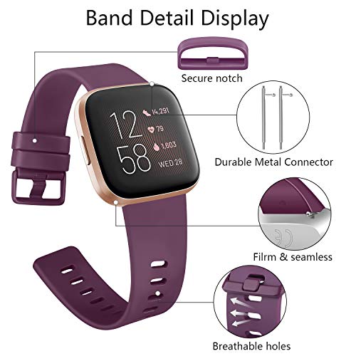 Wanme Compatible con Fitbit Versa 2 Correa Silicona Suave Ajustable Deportivo Pulsera de Reemplazo Compatible para Fitbit Versa 2 SE Mujeres y Hombres Pequeño Grande (S, 06 Púrpura)