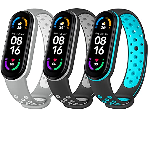 Wanme Correa Compatible con Xiaomi Mi Band 5 & Amazfit Band 5 & Xiaomi Mi Band 6, Pulseras Deportiva de Silicona Suave de Bicolor para Xiaomi Mi Band 5 / Amazfit Band 5 / Mi Band 6