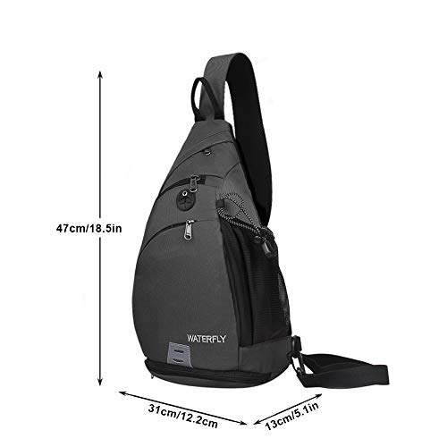 Waterfly Mochila Cruzada Pecho Mochila Bandolera Casual para Ciclismo Senderismo Hombre y Mujer (Gris Oscuro)