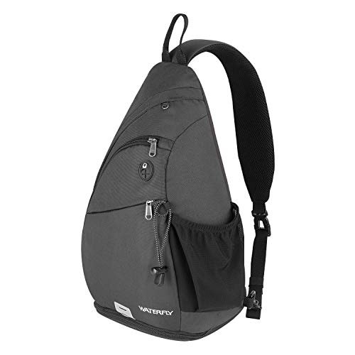 Waterfly Mochila Cruzada Pecho Mochila Bandolera Casual para Ciclismo Senderismo Hombre y Mujer (Gris Oscuro)