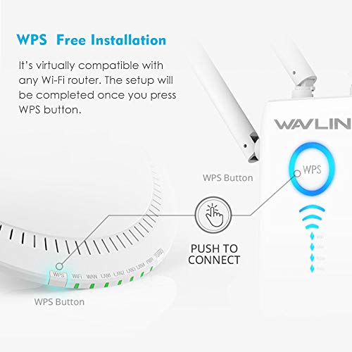 WAVLINK AC1200 Dual Band WiFi Range Extender, Repetidor WiFi/Modo Punto de Acceso (Modo Ap)/ Router, 5GHz 867Mbps+2.4GHz 300Mbps(WPS, indicador LED, 4x5dBi Alta Gain Antenas Externas) Blanco