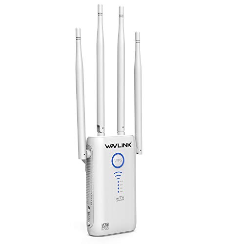 WAVLINK AC1200 Dual Band WiFi Range Extender, Repetidor WiFi/Modo Punto de Acceso (Modo Ap)/ Router, 5GHz 867Mbps+2.4GHz 300Mbps(WPS, indicador LED, 4x5dBi Alta Gain Antenas Externas) Blanco
