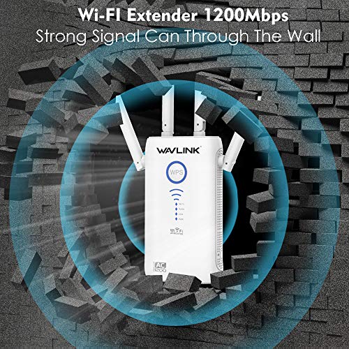 WAVLINK AC1200 Dual Band WiFi Range Extender, Repetidor WiFi/Modo Punto de Acceso (Modo Ap)/ Router, 5GHz 867Mbps+2.4GHz 300Mbps(WPS, indicador LED, 4x5dBi Alta Gain Antenas Externas) Blanco