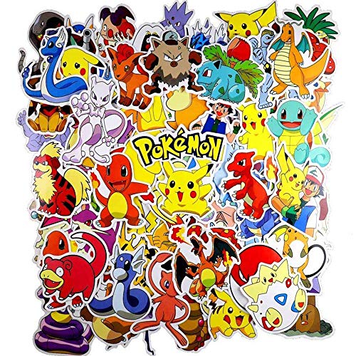 WayOuter Pokémon Pegatinas 80pcs Únicas y Frescas para Niños Adolescentes Portátil Guitarra Patinetas de Viaje Pegatinas Impermeables