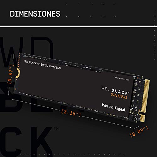 WD_BLACK SN850 de 1 TB SSD interna para juegos ; tecnología PCIe Gen. 4, velocidades de lectura de hasta 7000 MB/s, M.2 2280, 3D NAND