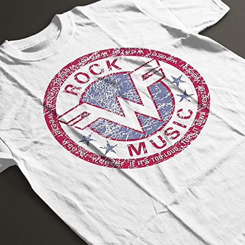 Weezer Rock Music Manga Corta De Los Hombres Camiseta Blanco X-Large