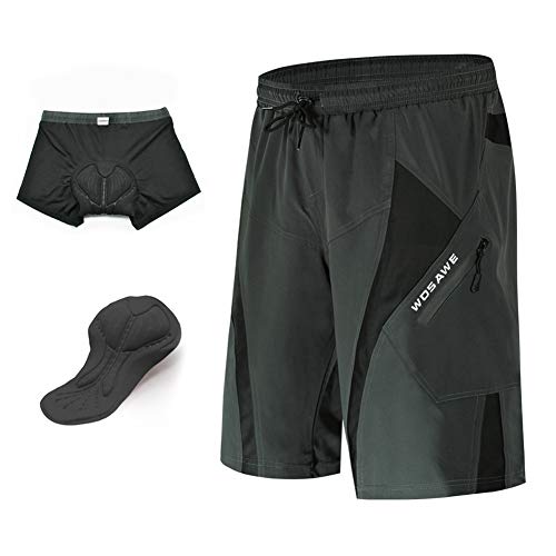 wei Hombres Ciclismo Pantalones Cortos Acolchado 3D MTB Bicicleta Bicicleta Ropa Interior Pantalones Cortos Respirable Secado Rápido Montaña Bicicleta Pro Holgado Pantalones Cortos,b,2XL