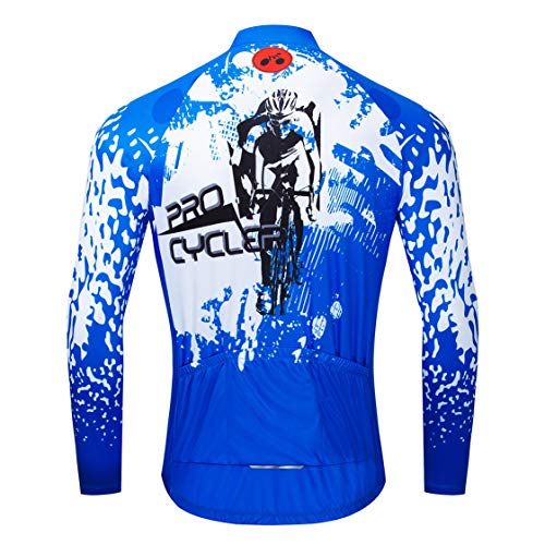 Weimostar Camiseta de manga larga para hombre, para ciclismo, carreras, color negro, Hombre, 8194 azul negro, L = Brust 96-102 cm