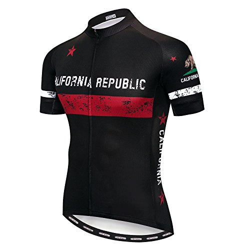 Weimostar Maillot de ciclismo para hombre, camiseta de ciclismo de montaña con cremallera completa, ropa de ciclismo, Hombre, Negro , XL for Brust 96-100 cm