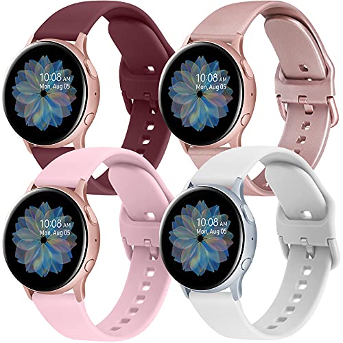 WEIYA 4 Pack Correa Compatible con Samsung Galaxy Watch Active 2 40mm 44mm, 20mm Silicona Pulseras de Repuesto para Galaxy Watch 3 41mm / Galaxy Watch 42mm / Gear S2 Classic / Galaxy Watch 4/4 Classic