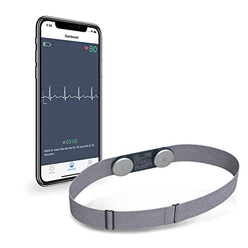 Wellue DuoEK Monitor ECG Portátil, Monitor de ECG del Cinturón Torácico, Bluetooth APP de Movíl para iOS y Android, Monitor de ECG Portátil para Uso Doméstico, Detección de 30s a 15mins