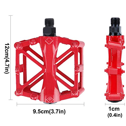 WELLXUNK® Pedales Bicicleta, Mountain Pedales Bicicleta, Bicicleta de MTB/BMX Pedales, Pedales de Bicicleta de Montaña Duraderos Ultraligeros Antideslizantes de Aluminio (Rojo)