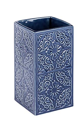 Wenko Cordoba Vaso para Cepillos de Dientes, Cerámica, Azul, 6.5x6.5x12 cm