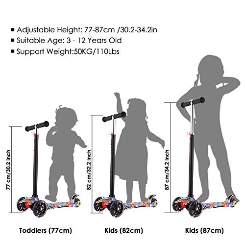 WeSkate Patinete Niños 3 Ruedas para Niños y Niñas de 3 a 12 Años con Manillar Ajustable y Ruedas Intermitentes Scooter Infantil Desmontable con Bandeja Sólida Antideslizante