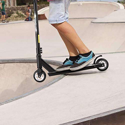 WeSkate Scooter Freestyle Niños y Adultos Patinete Freestyle Giratorio de 360 Grados con Plataforma Antideslizante 85cm 7 Años o más (Negro)