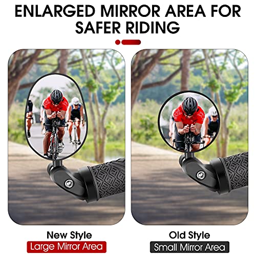 West Biking Espejo retrovisor plegable para bicicleta, lado izquierdo y derecho, para bicicletas eléctricas con superficie de espejo ampliada, para manillar de bicicleta de carretera y de montaña.