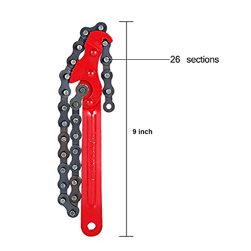 Weytoll 8 pulgadasLlave para Filtro de Aceite con Cadena ajustable Universal Auto Herramientas de Reparación de Automóviles